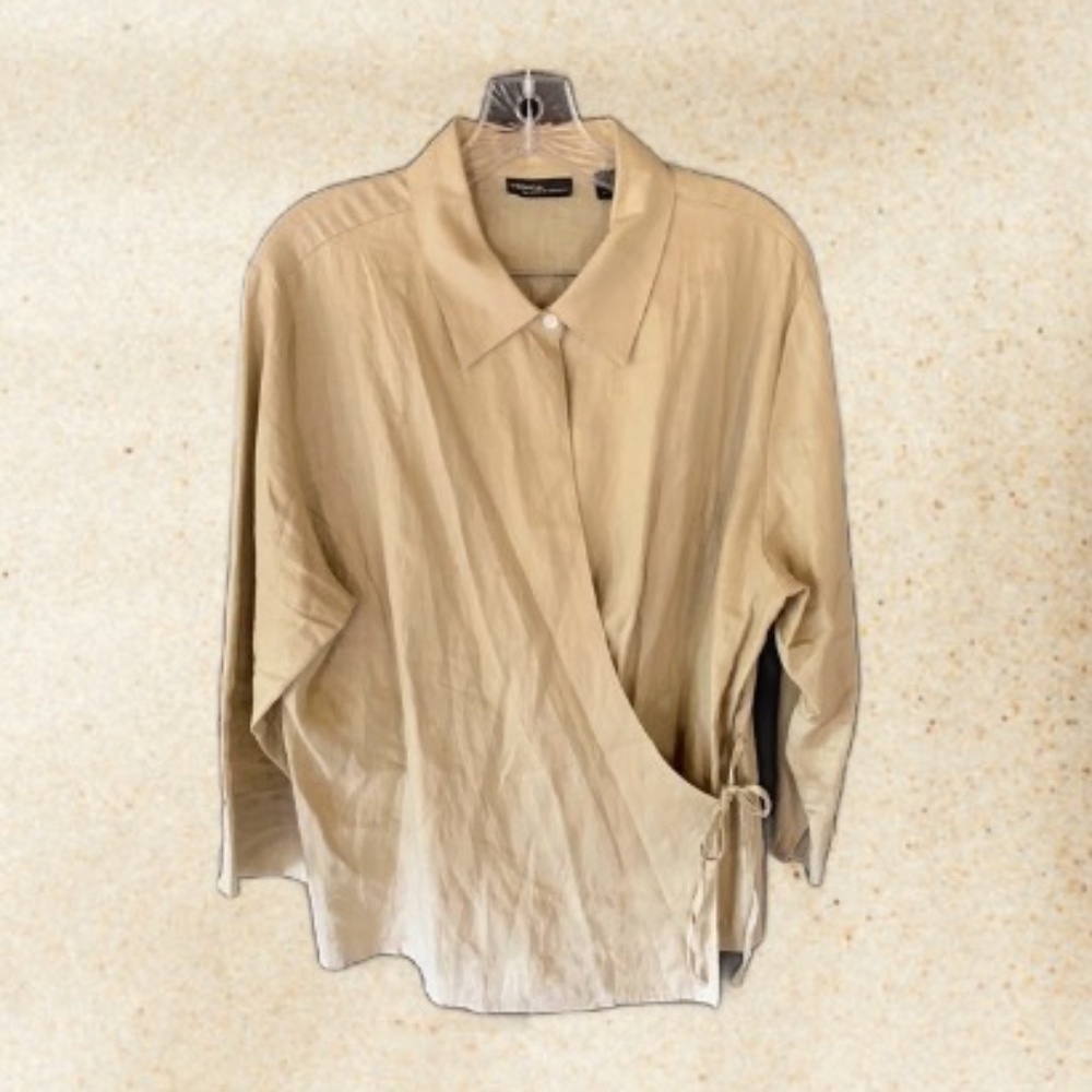 Light Beige Wrap Front Women's Top